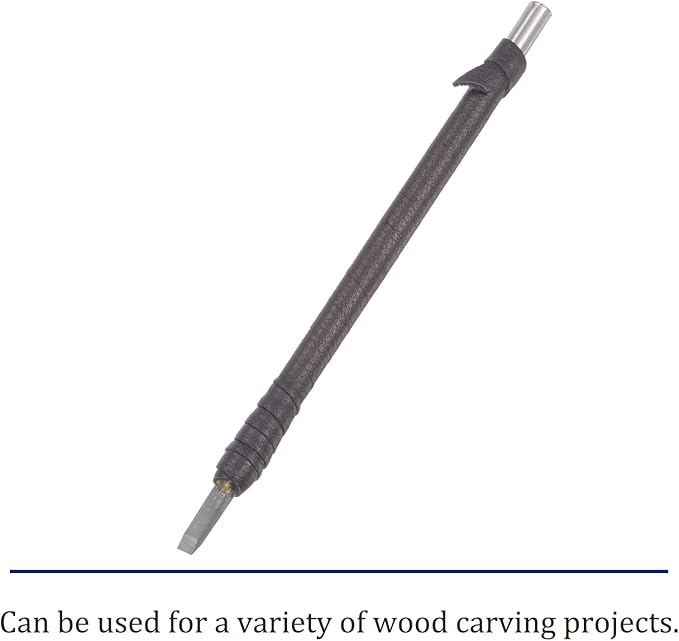 Wood Carving Knife - [4mm] Tungsten Carbide Chisel Flat Head Engraving Cutting Blade Leather Handle Whittling Knives for Woodworking Use, 6" Long