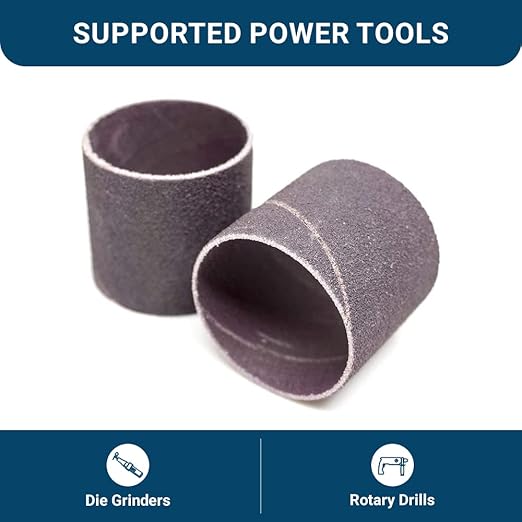 Benchmark Abrasives 1.5" x 1.5" Aluminum Oxide Abrasive Spiral Bands for Rotary Tools, Drum Sleeves for Sanding Deburring Blending Polishing on Metals Plastic Wood Rubber (10 Pack) - 120 Grit