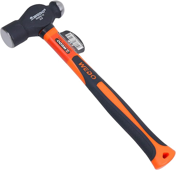 WEDO Ball Peen Hammer, Ball Pein Hammer with Fiberglass Handles 32oz(2 lb), High Carbon Steel,Shock Resistant, Non-Slip Handle, Die-forged, Strong Torque, DURABLE, 340mm Length