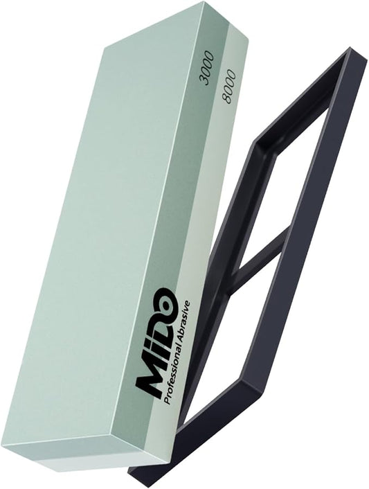 Knife Sharpening Stone 2 Side Grit 3000/8000 Whetstone knife Sharpener Stone with Non-Slip Rubber Base, Kitchen, Hunting, Pocket Knives and Blades
