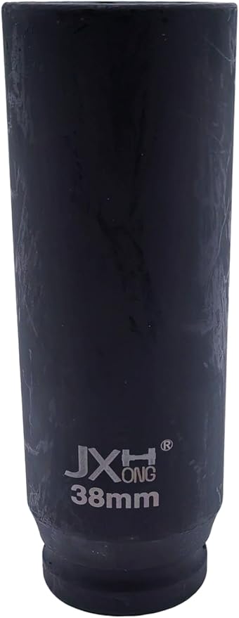 1-Inch Drive Metric Extra Deep Impact Socket, Heavy-Duty,6-Point, 6.3-Inch Long, Heat-Treated Cr-V Steel (38mm)