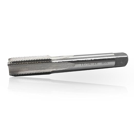 Lzcdelyxiao 11/16"- 18 Straight Flute Thread Tap Machine Tap 11/16-18 TPI Nominal Diameter 11/16" Thread Per Inch 18 Fin Thread UNS Right Hand Thread High Speed Steel HSS W6542