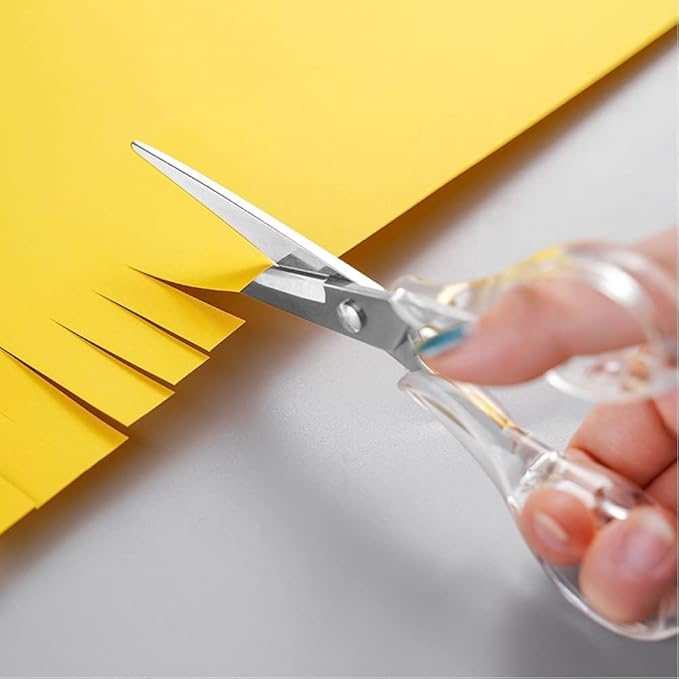 Craft Scissors with Stainless Steel Blade and Transparent Acrylic Handle, All Purpose Scissor for Office, School, Home, Fabric Shears, Tijeras 竊늇ransprent-6.3")