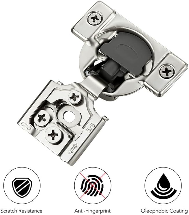 Ravinte 50 Pack 25 Pairs 5/8 inch Overlay Soft Close Hidden Door Hinge for Kitchen Cabinet Stainless Steel Adjustable Satin Nickel Hardware