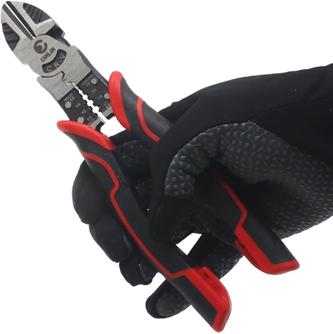 3-in-1 Diagonal Cutting Pliers, 7.5" Multifunction Heavy Duty Side-Cutting/Stripping/Crinmping function, Wire Cutters with Ergonomic Handle for Electricians and Homes.CIN-DC1 Pliers