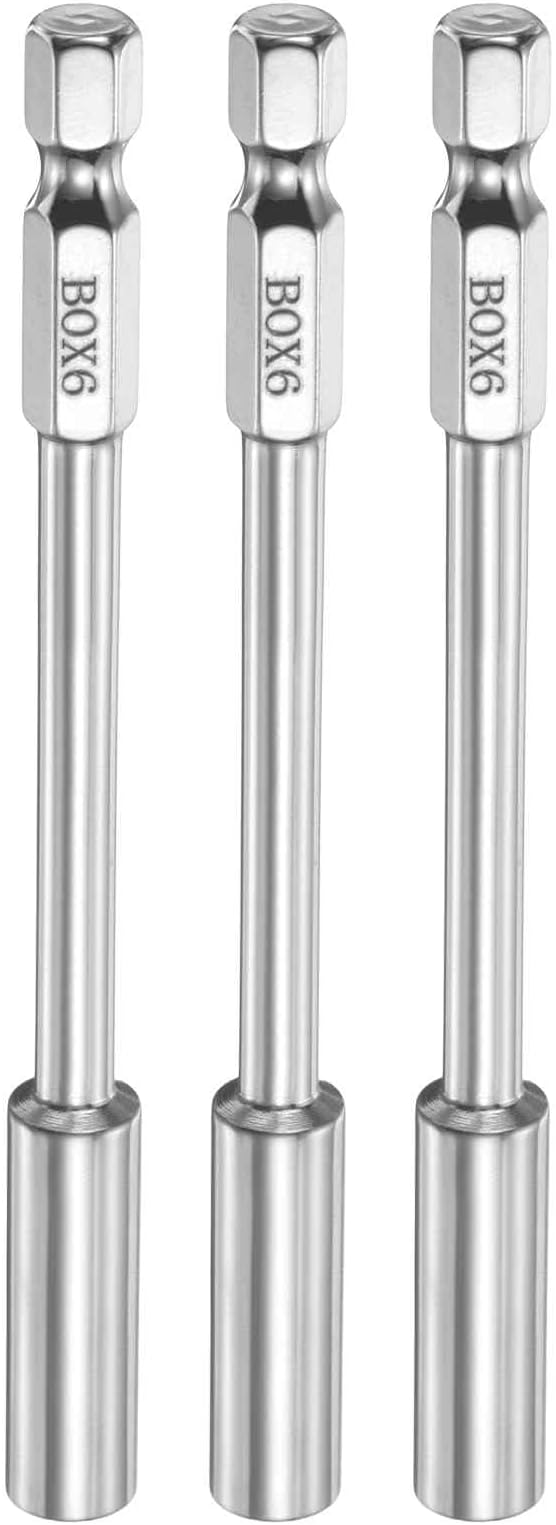 HARFINGTON 3pcs Nut Driver Drill Bit 6mm Metric Socket 1/4" Hex Shank 3.94" (100mm) Long 6-Point Socket Quick Change CR-V Steel Bolt Setters for Power Drill Driver