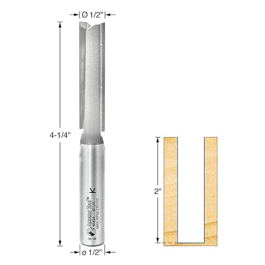 Amana Tool - 45426 Carbide Tipped Straight Plunge 1/2 Dia x 2" x 1/2 Shank