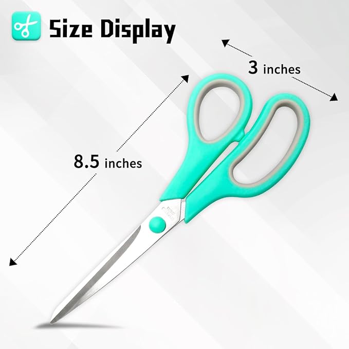 Vitoler 8.5" Scissors All Purpose, 3 Pack Ultra Sharp Blade Shears, Professional Ergonomic Comfort Grip Scissors for Office School Home Supplies Fabric Sewing DIY