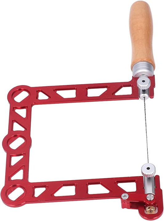 Mini Woodworking Hand Saw, U Shape with Wooden Handle, Aluminum Alloy, Red, for Jewelry Making and Metal Processing, Includes Saw Blade and Hex Wrench (5 Inch)
