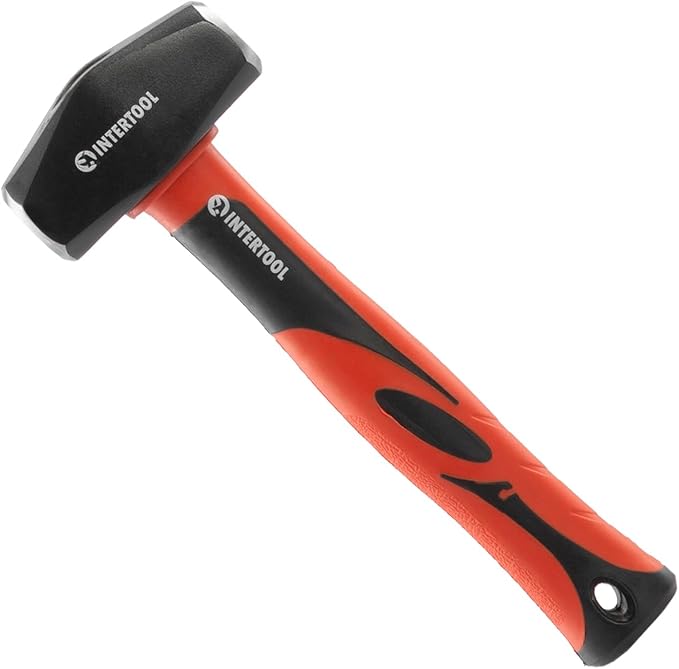 INTERTOOL 2lb Club Hammer - Mini Sledge Drilling Hammer - Small Sledgehammer with Heavy-Duty Steel & Shock-Resistant Non-Slip Fiberglass Handle for Construction and Demolition - HT08-0236