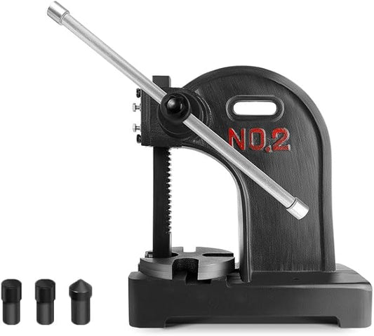 2 Ton Arbor Press with 3 Drift, Manual Cast Iron Arbor Press, 17.32"H Heavy Duty Manual Desktop Arbor Press, Manual Bench Press for Stretching, Deforming, Metal Punching (2T Black)