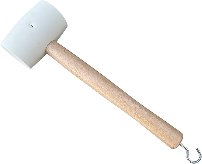 Sandbaggy Rubber Mallet | 20 oz Industrial Grade | For Applications Like Construction & Landscaping | Made of Solid Oak | Comfortable for All Day Use | Includes Tent Peg Remover (Pack of 6, White)