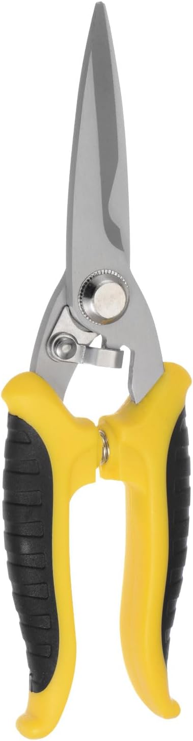 HARFINGTON Industrial Scissors 8 Inch Stainless Steel Shears Blades with Black Yellow Handle for Cutting Thin Metal Copper Sheets