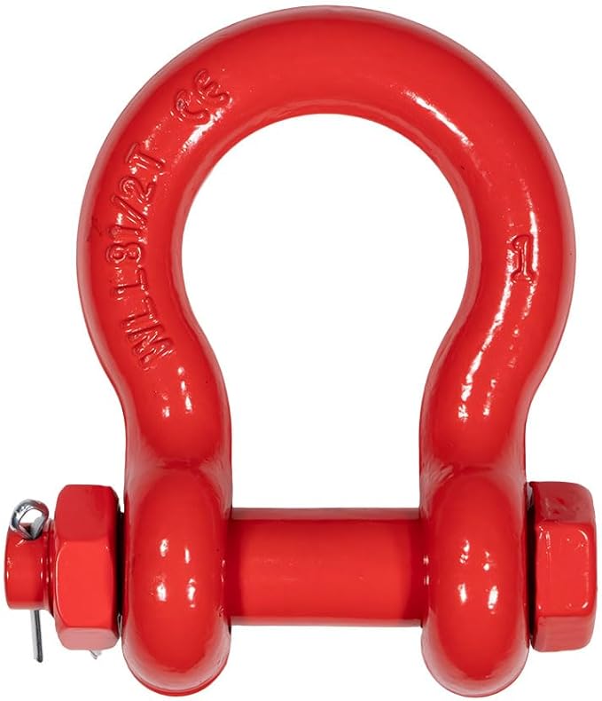 Mytee Products 4 Pack 1" Anchor Shackle Forged Carbon Steel w/Safety Screw Pin Load Limit 17,000 lbs, Double Rust Protection Heavy Duty D Ring Bolt Type Shackle for Towing, Rigging