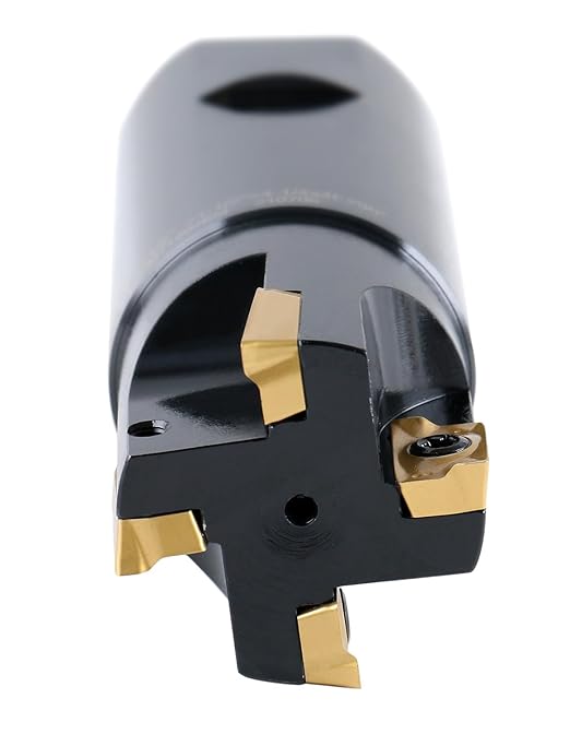 Accusize Industrial Tools 1-1/2" 90째 Square Shoulder Indexable End Mill, 1-1/2" Shank, 4-1/4" OAL, 0.551" ap, 4 Flutes, APKT1604, Carbide Insert, 0056-0924
