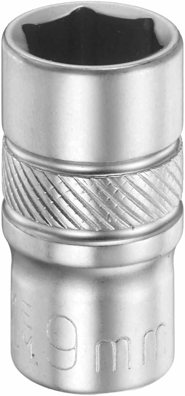 HARFINGTON 6 Points Deep Socket 1/4" Drive 9mm Deep Metric CR-V Steel Polished Nickel Plating Flip Sleeve 25mm / 1" Extra Long Socket Tool for Home Auto Nuts Bolts Repair