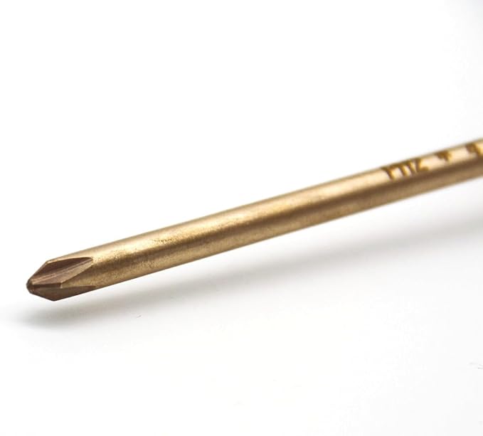 Non-Sparking PH2 Phillips #2 Screwdriver, Beryllium Bronze Copper Non Spark, 4 Inch (100mm) Working Length, 8-1/2 inch (213mm) Total Length, Spark Free Safety, non-magnetic, corrosion-resistant