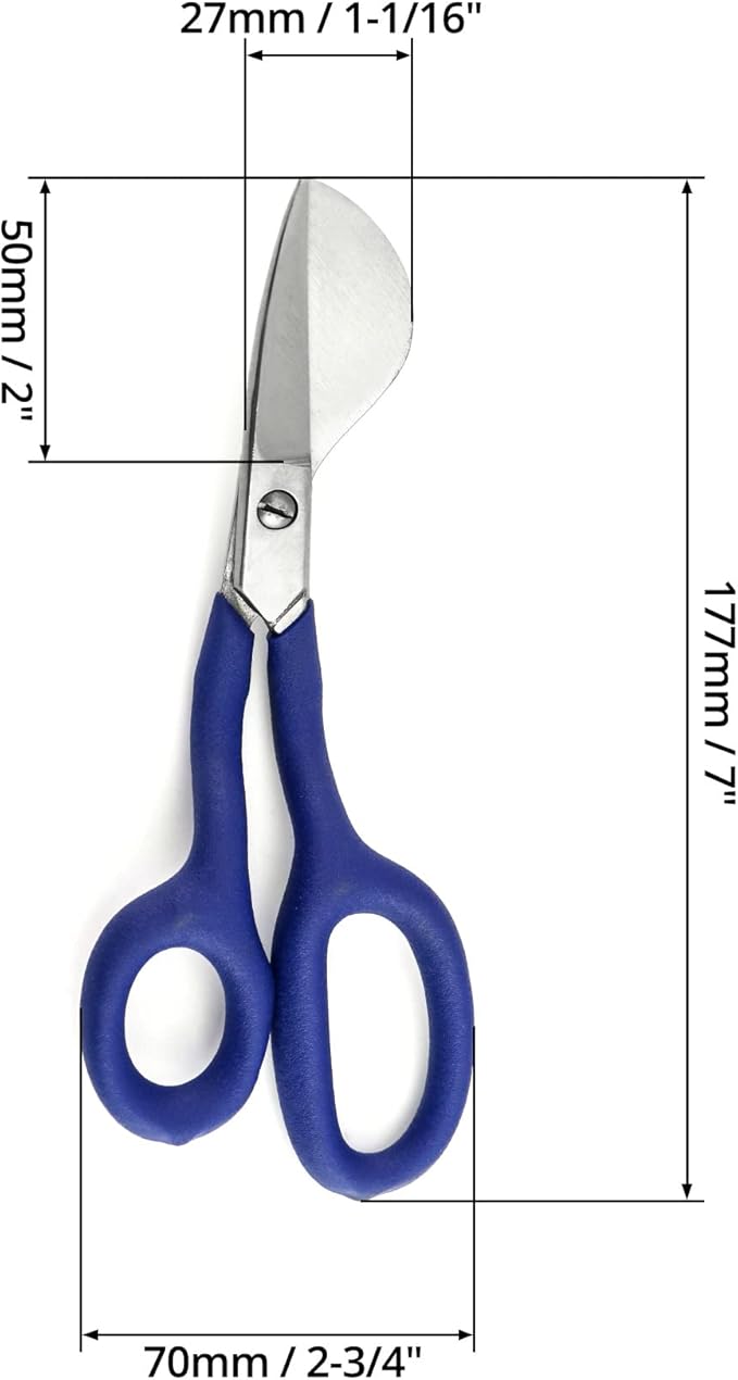 QWORK Duckbill Shears, 7 in Duckbill Applique Scissors, for Carpet Pile, Carpet Punch - Blue, 2 Pack