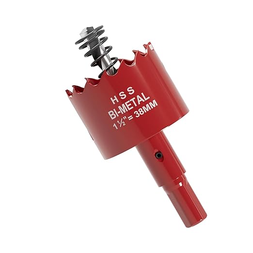 1-1/2" (38mm) Bi-Metal M42 High Speed Steel Hole Saw with Pilot Drill Bit, Smooth Cutting Edge for PVC, Drywall, Wood, Plastic, Gypsum Board, Rubber, Thin Metal