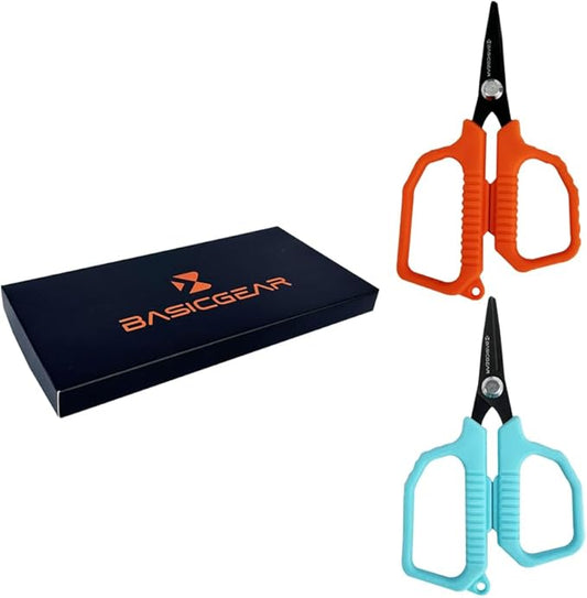 BasicGear Fishing Multi-Tool Scissors ??Titanium-Coated, Stainless Steel, Multi-Tool Cutter with Hook Adjuster, Screwdriver, Bottle Opener, Sheath & Non-Slip Grip for Saltwater or Freshwater Use