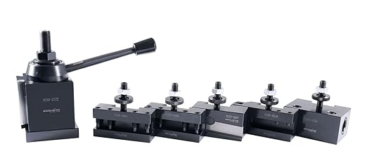 Accusize Industrial Tools 6-Piece BXA Wedge Type Quick Change Tool Post Set for 10-15'' Lathe Swing, Durable Steel Construction, 0251-0222
