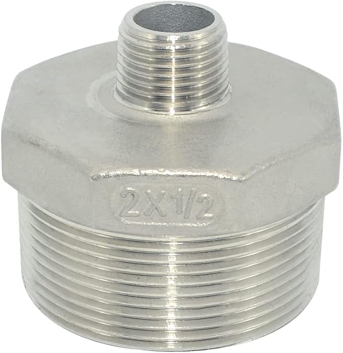 2" x 1/2" Male Threaded Reducing Nipple Fitting/Adapter,Stainless Steel SS304 NPT Pipe Hex Reducer