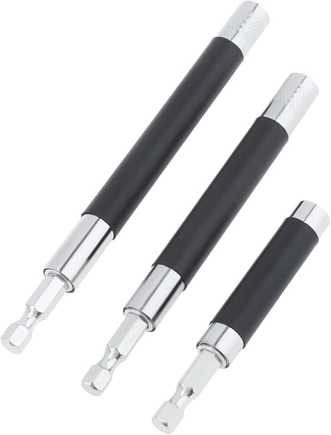 ChgImposs 3pcs/set Scalable Magnetic Screw Drive Guide Drill Bit Tip Holder, 3.15"/4.72"/5.51"(80/120/140mm) Screwdriver Bit Holder Extension Bar Adapter, Drill Bit Guide Rod Adapter