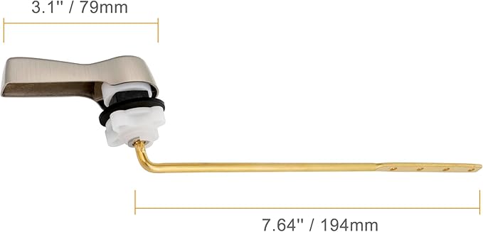 Hibbent 2 Pack Universal Metal Front Mount Toilet Handle Replacement Kit, Brass Toilet Flush Tank Lever with Stainless Steel Flapper Chains for Most Toilets, Brushed Nickel Finish