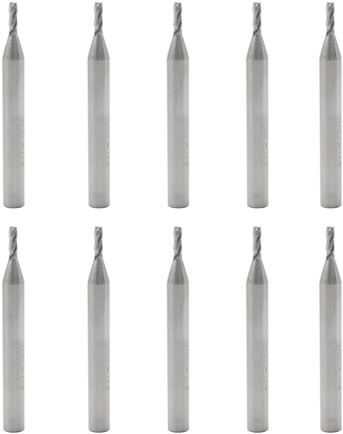 End Mill 3/32" Cutting Dia 1/4" Shank 4 Flute Milling Machine Cutter - 10pcs