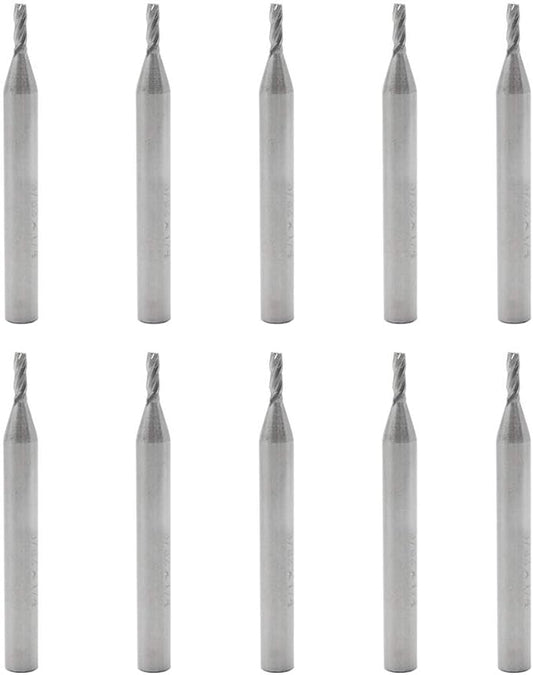 End Mill 3/32" Cutting Dia 1/4" Shank 4 Flute Milling Machine Cutter - 10pcs