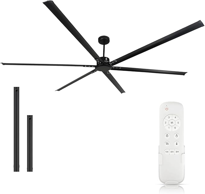 120-Inch Industrial Ceiling Fan 10ft HVLS Industrial Fan - 20,000 CFM Extra Large Ceiling Fan With Remote for Warehouses, Gyms, Large Commercial Spaces - BLDC Motor 6 -Year Warranty (Black)