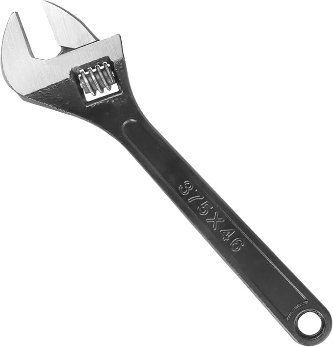 HOIGON Set of 4 Black Adjustable Wrench, 8 10 12 15 Inch Heavy Duty Crescent Wrenches with Wide Jaw and Ergonomic Handle for Machine Maintenance