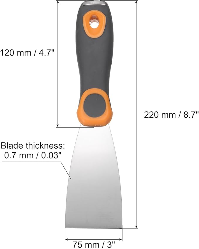 uxcell Putty Knife 2" Stainless Steel Paint Scraper Flexible Drywall Repair Mud Knife for Removing Cement Wallpaper Mud Adhesive Taping with Metal Hammer End