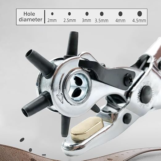 Leather Punch Tool for Belts - Leather Hole Punch Tool, Belt Hole Puncher for Leatheres, Belts, Watch, Handbag. Punches Plier for Diameter: 4.5/4/ 3.5/3/ 2.5/ 2mm.