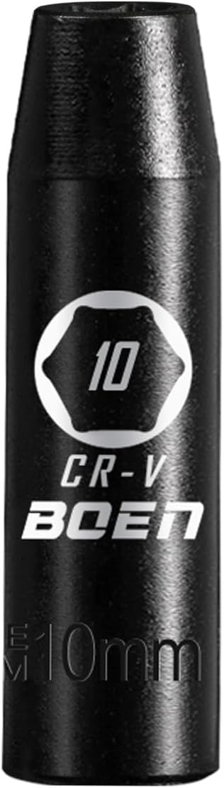 BOEN 1/2" Drive Deep Impact Socket,10mm Premium Socket,Metric,6 Point,Cr-V Steel with Laser Marking - Strong and Durable