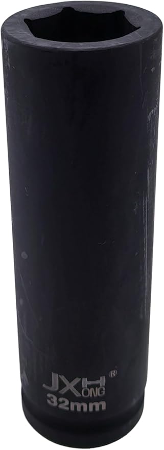 1-Inch Drive Metric Extra Deep Impact Socket, Heavy-Duty,6-Point, 6.3-Inch Long, Heat-Treated Cr-V Steel (32mm)