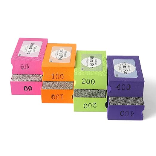 LOZLIN 4PCS Diamond Hand Polishing Pads 95x55mm Tile Glass Abrasive Grinding Block Pad Stone Marble Ceramic Abrasive Sanding Disc