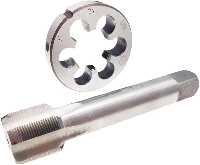 1"-24 UN Tap and Die Set RH Right Hand Tool, 1-24 Thread Tap and 1X24 Round Die Machine Straight Fluted