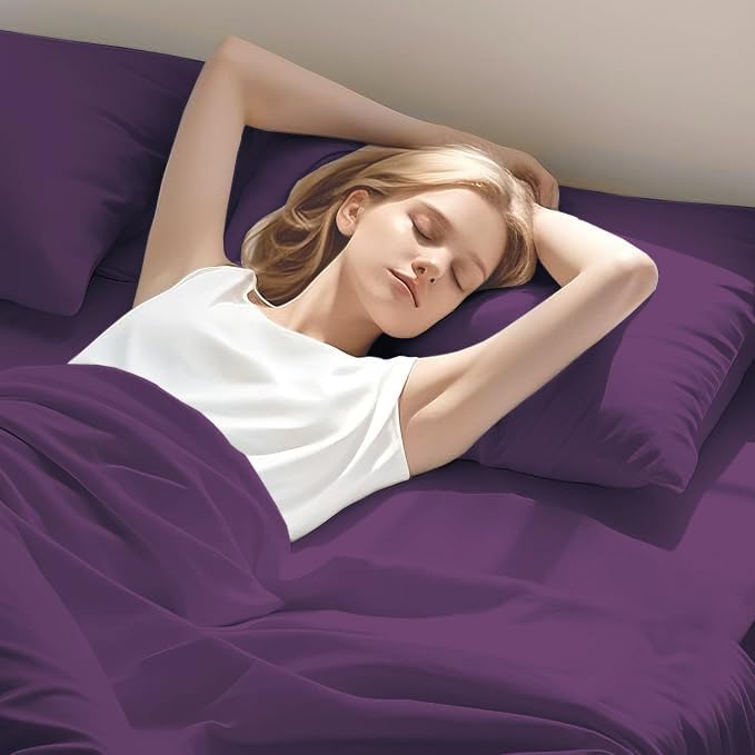 Split California King Sheets for Adjustable Beds 5-Piece Split California King Sheet Set, 800 Thread Count 100% Egyptian Cotton,12" Deep Pocket Adjustable Bed Sheets, Plum Solid