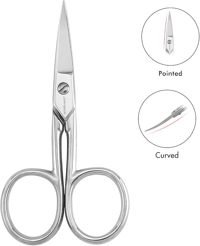 JARVISTAR Small Embroidery Curved Scissors, 4??Forged Stainless Steel Detail Craft Cutter, Sharp Pointed Tip for Fabric Sewing, Needlework, Yarn and DIY Crafts