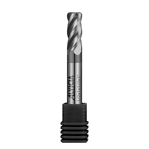 1/2" Carbide Corner Radius End Mills - 0.03" Corner Radius, AlTiN Coated, 4 Flute Endmill for Milling Alloy Steel, Cast Iron, Copper