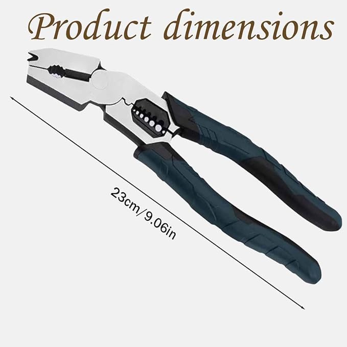 Industrial-Grade Multi-Function Cutting Pliers, 9-inch 9-in-1 Multi-Functional Pliers, Compound Action Leverage Design, Wire Stripper and Cutter, Chromium Vanadium Steel Crimping Tool (1PC)