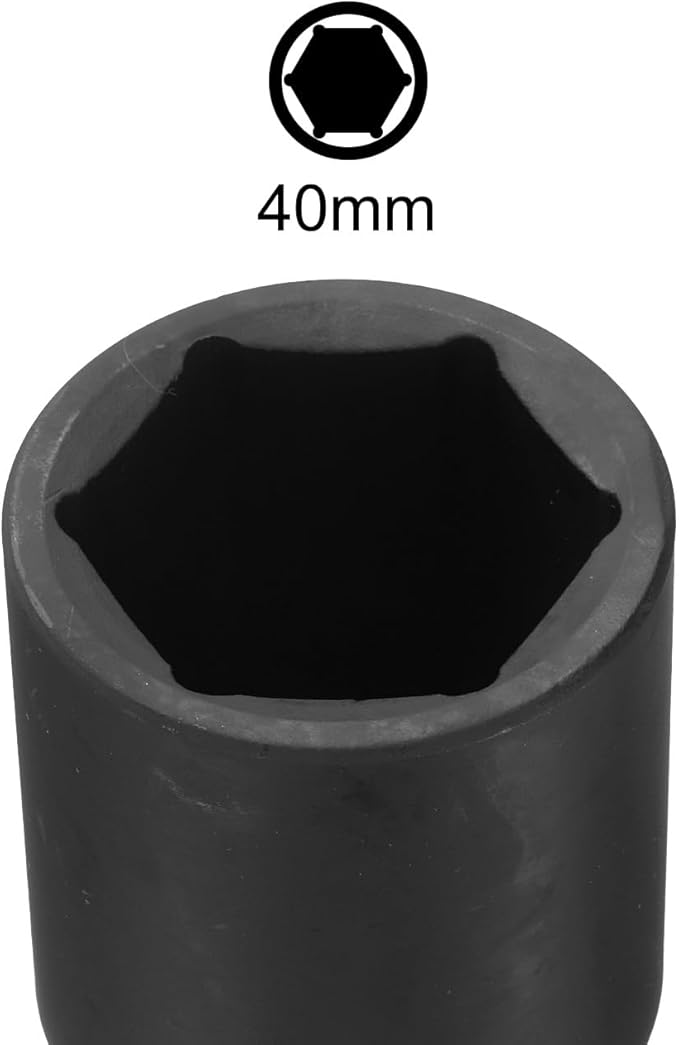 uxcell 3/4-Inch Drive 40mm 6-Point Deep Impact Socket, CR-MO Steel 78mm Length, Metric Sizes