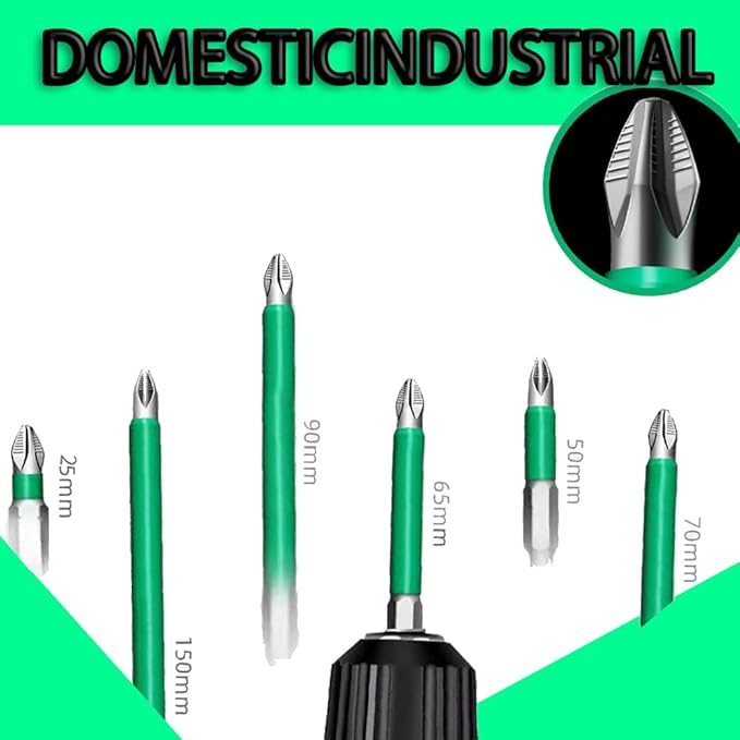 Drill Bit Set, Anti-Shock Design for Home DIY and Professional Use,Heavy-Duty Screwdriver Bits with Strong Durability(Sizes 6, 25-150mm)