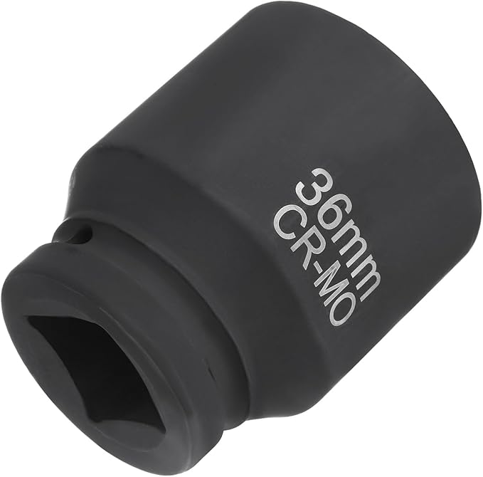 HARFINGTON 4 Point Square Socket 1" Drive 36mm Metric Square Impact Socket CR-MO Blackening Standard Wheel Sleeve Pneumatic Sleeve Tool for Auto Repair Mechanical Maintenance Home Use