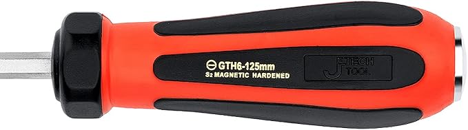 Jetech Striking Cap Go-Through Slotted Screwdriver, S2 Steel Flathead with Magnetic Tip, Ergonomic Soft Grip TPR Handle, 0.24 x 4.92 inches