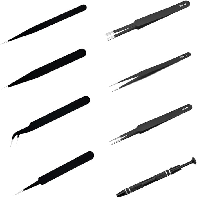 8 pieces precision tweezers for crafts for crafting stickers jewelry fine point stainless tweezers set electronics tools