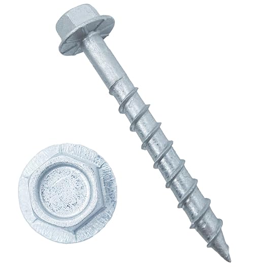 #9 x 1-1/2" Connector Screws Heavy-Duty Joist Hanger Screws, 1/4" Hex Head with 0.37"-Dia, Prem-Galvanized Resists Wear and Corrosion-Resistant, Replace 9112R500 and 10D Nail, 300-Qty