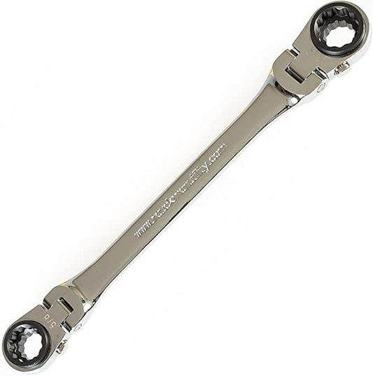 Rauckman Utility Products BugWrench, 4-in-1 Double Ended Reverse Ratcheting Box Wrench Set - 1/2?? 5/8??x 9/16?? 3/4?? Heavy Duty Forged Flex Head - Combination Wrench Sets