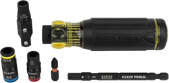 Klein Tools 32517HD KNECT 17-in-1 Impact-Rated Hybrid Screwdriver/Nut Driver, Magnetic, Flip Socket, 11 Bits, 3 Nut Drivers, Bit Holder, Square Adapter